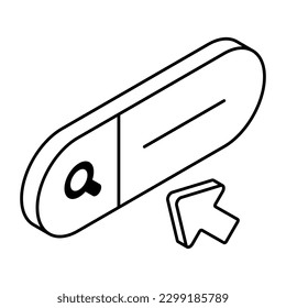 Un icono de diseño creativo en la barra de búsqueda