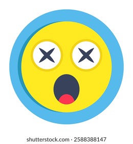 A creative design icon of surprised face