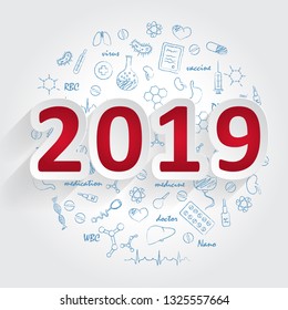 Creative design ideas concept, 2019 calendar cover, typographic vector illustration isolated on background.