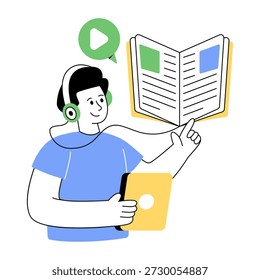 Ilustração de design criativo da educação em áudio