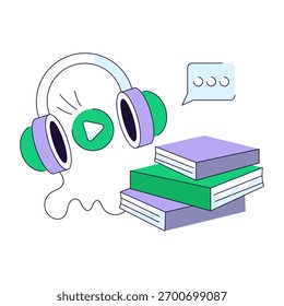 Creative design illustration of audiobook