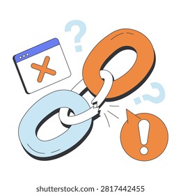 Creative design illustration of broken linkage 