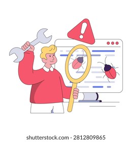 Creative design illustration of bug fixing 

