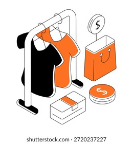 Ilustración de diseño creativo de estante de ropa