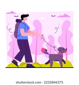 Ilustración de diseño creativo del caminante del perro 