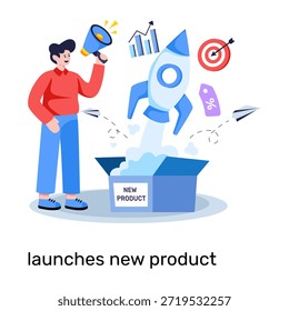 Ilustração de design criativo do produto de lançamento
