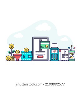 Ilustración de diseño creativo del pago con tarjeta móvil