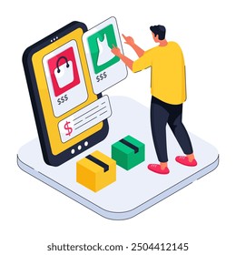 Kreatives Design Illustration des mobilen Einkaufens

