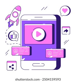 Creative design illustration mobile video

