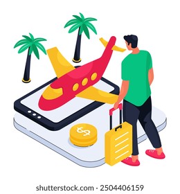 A creative design illustration of online flight booking 


