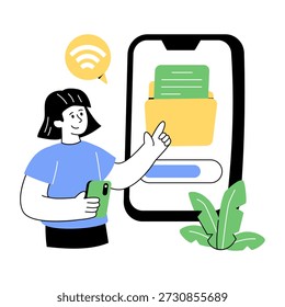 Ilustración de diseño creativo de Descarga de carpetas en línea 