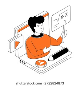 Creative design illustration of online math lecture