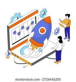 Creative design illustration of project launch 