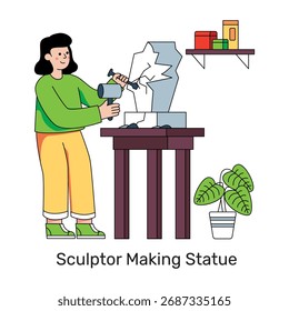 Ilustración de diseño creativo de escultor haciendo estatua