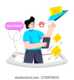 Ilustración de diseño creativo de enviar correo electrónico