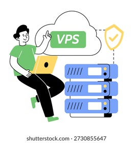 Creative design illustration of virtual private server 