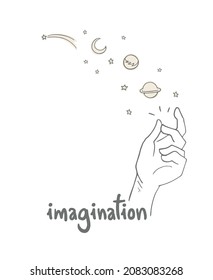 Creative design of imaginative hand illustration