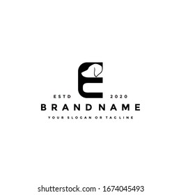 Creative design initials letter e dog vector template