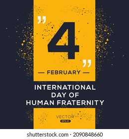 Creative design for (International Day of Human Fraternity), 4 February, Vector illustration.