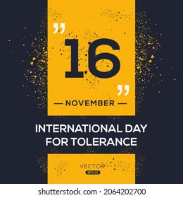 Creative design for (International Day for Tolerance), 16 November, Vector illustration.