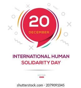 Creative design for (International Human Solidarity Day), 20 December, Vector illustration.