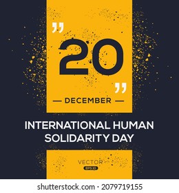 Diseño creativo para (Día Internacional de la Solidaridad Humana), 20 de diciembre, Ilustración vectorial.