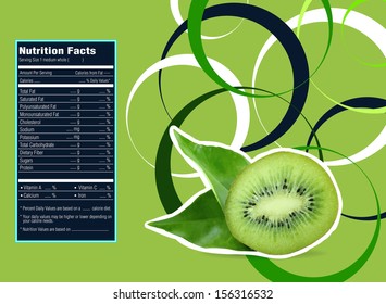 Creative Design for Kiwi with Nutrition facts  label.