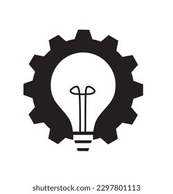 CREATIVE DESIGN OF LAMP BULB REPRESENT IDEA AND GEAR AS MECHANICAL