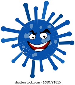 Diseño creativo de risas y de aspecto orgulloso de la expresión corona virus.