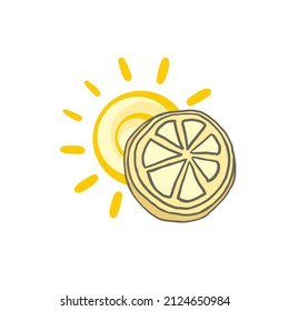 Creative design of lemon and sun illustration