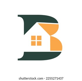 creative design of letter b and house