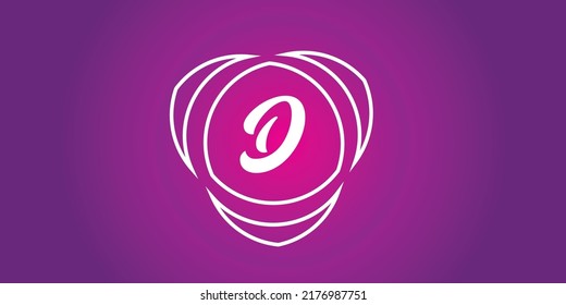 diseño creativo para la letra D con fondo morado 