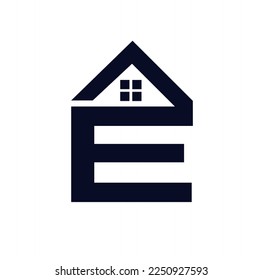 CREATIVE DESIGN OF LETTER E AND HOUSE