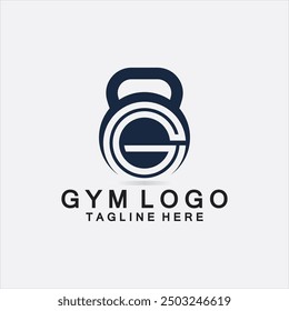 Creative design letter G Combination with kettlebell for Fitness GYM Logo.
