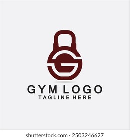 Creative design letter G Combination with kettlebell for Fitness GYM Logo.