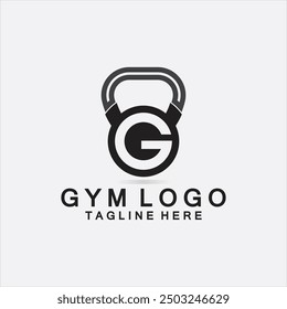 Creative design letter G Combination with kettlebell for Fitness GYM Logo.