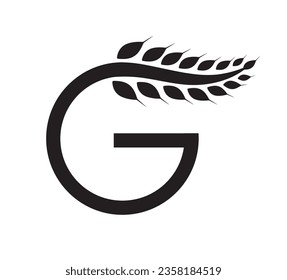CREATIVE DESIGN OF LETTER G AND GRAIN SEED