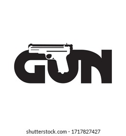 Cartel de diseño creativo con arma vectorial en estilo plano. Ametralladora de letra plana sobre el fondo blanco. Imagen del vector EPS.8 EPS.10