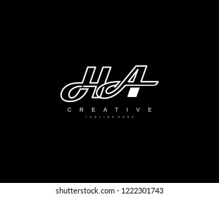Creative Design Letter HA Linked Vector Monogram Logo Illustration