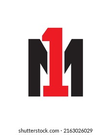 creative design of letter m and number 1