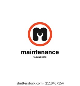 Diseño creativo de letra M e icono de llave. Ilustración aislada sobre fondo blanco.