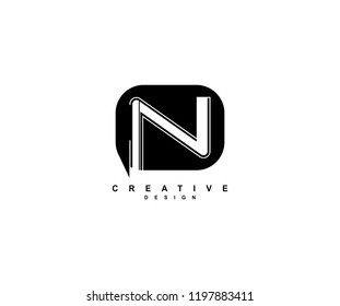 Creative design letter N isolated modern square logo