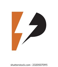 CREATIVE DESIGN OF LETTER P AND ELECTRICITY