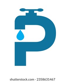 CREATIVE DESIGN OF LETTER P AND FAUCET