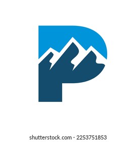 creative design of letter P and peak mountain