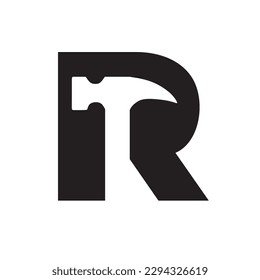 CREATIVE DESIGN OF LETTER R AND HAMMER