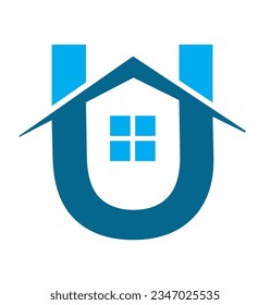 KREATIVES DESIGN VON SCHREIBEN U UND HOME-SYMBOL