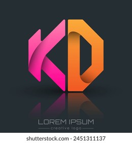 Creative design of the letters K and D. A template for a corporate brand, logo, and business card. A recognizable element of the brand name. The idea of thematic creativity