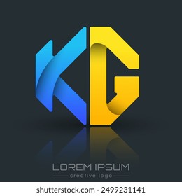 Creative design of the letters K and G. A template for a corporate brand, logo, and business card. A recognizable element of the brand name. The idea of thematic creativity