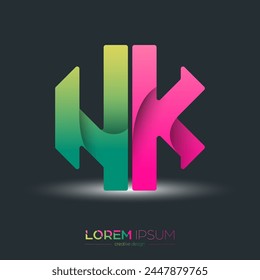 Creative design of the letters N and K. A template for a corporate brand, logo, and business card. A recognizable element of the brand name. The idea of thematic creativity